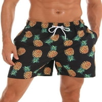 Paille muške hlače na plaži navlaka za kostimu za crtanje visokih strukaShorts udobnog bazena Crni ananas
