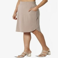 Ženski povremeni elastični visoko struk ravno jogger koljena midi suknja sa džepovima