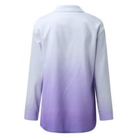 Luiyenes Women gumb dolje majice Drop ramena bluza dugih rukava Dječak haljina majica gradijentni radovi