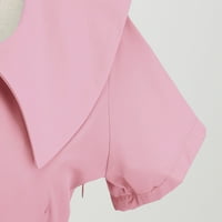 Haljine za žene Ležerne prilike ružičaste poliestere za žene Casual Solid kratkih rukava 1950S domaćica