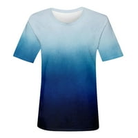 Cleance! Tofotl ljetne majice kratkih rukava za žene Modni print CrewNeck majica Comfy soft bluze plava