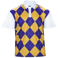 Klasična Argyle Muška košulja Golf polo - ljubičasto zlato by WorthGolf