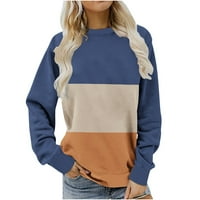 Mitankcoo ženska boja blok dukseri okrugli vrat casual majica pulover dugih rukava lagani pulover vrhove