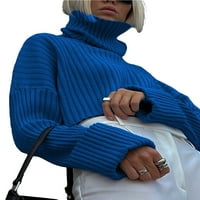 Eyicmarn ženski džemper pletelo pulover dugih rukava za dugih rukava labav usjev za casual svakodnevno