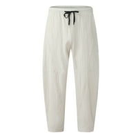 Muškarci Ležerne hlače Moda Velika veličina labave pamučne posteljine široke noge casual pantalone