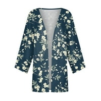 Plus veličine Kardigan za žene Bell rukava Otvoreni prednji vrhovi cvjetni ispis labavo svjetlo Kimono