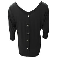 Jesenske košulje Plus size Žene Ženska ljetna moda V-izrez palica s bašnim rukavima Crni XL