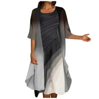 Amousa ženski povremeni modni print o izrez srednje duge dužine dvije set haljine ljetna haljina
