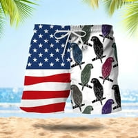 KPOPLK Rave kratke hlače muškarci muške ljetne američke zastave plus veličine hlače džepne crtanje labavo