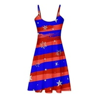 Yuwull ženske haljine za 7. dan za nezavisnost Patriotski casual labav klip s rezervoarima mini haljina