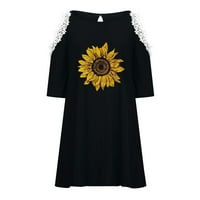 EFSTEB Sundresses za ženske haljine s kratkim rukavima cvjetne turnesne haljine Ljetna haljina okrugla
