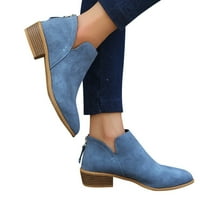 Homodles Ženske čizme za gležnjeve Široke niske potpetice plave veličine 7,5