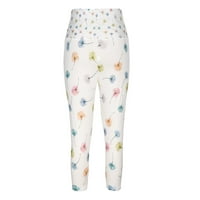 Ženske plus veličine hlače casual proljeće i ljeto cvjetni tisak Yoga Capris hlače bijela 12