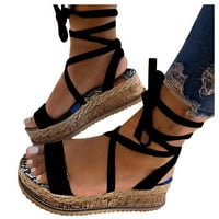Sandale žene Wedge Comfort cipele za cipele za prozračne sandale Ljeto Otvoreno čipka Up plaže Weave