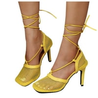 Ženske cipele Ženske ljetne modne mrežice prozračne četvrtaste nožne cipele s visokim potpeticama sandale