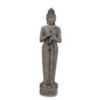 Polyresin stoji Buda Figurica sa stabilnom bazom, sivo - Saltoro Sherpi