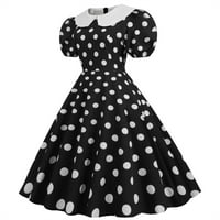 Ženske haljine rukav 1950S domaćica večernja party mamur haljina tačače Ispis kratka crna haljina 2xl