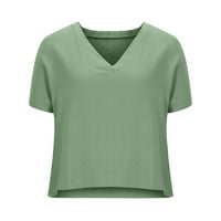 Zunfeo Ženske košulje - svježe pokupljeni modni vrhovi V izrez Solid Novi dolasci kratki rukav labav