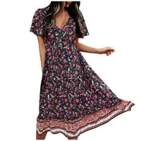 Yotyukeb Ženske haljine Ležerne prilike labave cvjetne rombične haljine Modni stil plaže Temperamentalni