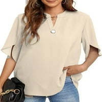 Niuer Women V izrez T majice Bluza kratki rukav V izrez Šifon vrhovi tuničke labave košulje Ljeto casual