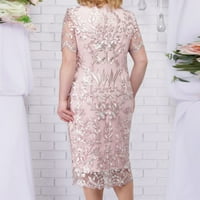 Voncos mini haljine za žene na klirensu - plus veličine čipke Jesen zimske modne ženske haljine za ljetnu ružičastu veličinu 4xl