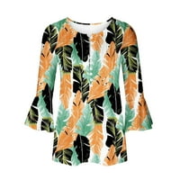 Cherella Women Ljetni preklopljeni redovita bluza Žene Rukavice V-izrez Dugme Vruća Bluza Orange, L
