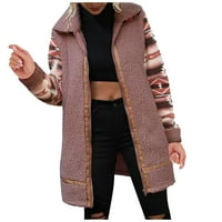 Ženski šragiji kaputi u boji modna jakna Zima zip uzletnik, ružičasta
