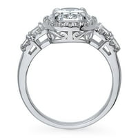 Sterling Silver Halo vjenčani prsteni ovalni rez kubni cirkonijski CZ Izjava Art Deco Prsten za žene, rodijumske veličine 9