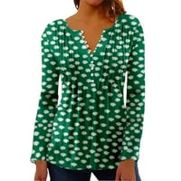 MLQIDK radni vrhovi za žene grafičke košulje od vrata V-izrez labavi fit bluza Moda tri četvrtine duljina