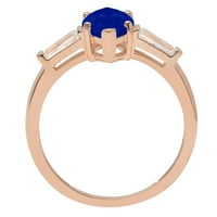 2.0ct Marquise Cut simulirani plavi safir 14k ružičasto zlato Angažovanje kamena prstena veličine 9