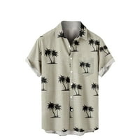 Ljetne havajske majice za muškarce casual gumb dolje tropsko tiskovina kratkih rukava s džepovima sa