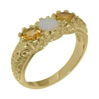 Britanci napravio 9k žuto zlatni ženski prsten prirodni Opal i citrinski obljetni prsten - Opcije veličine