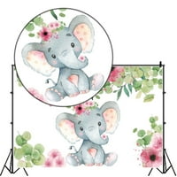 Boy Elephant Backdrop za dekora za bebe roda neutralna plava cvjetna slona fotografija