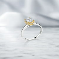 Gem Stone King 1. CT Bijeli Topaz bijeli stvorio je safir 10k bijeli zlatni prsten sa žutim zlatnim