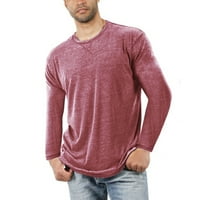 Muška proljeća i jesenska čvrsta boja prozračna i udobna osnovna majica s dugim rukavima