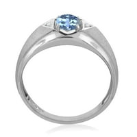 Mauli dragulji za angažovanje prstenova za muškarce 0. Carat egzotični muški dijamant i ovalni plavi