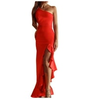 Labave haljine za žene bez rukava od tiskanog maxi datuma ženskog ljeta haljina visoke struka crvena