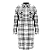 Huaai Jakne za žene Ženski kardigan rezervaci Srednje debeli karirani medijski kaput s dugim košuljama