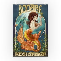 Bonaire, holandski karipski - sirena - Lantern Press poster