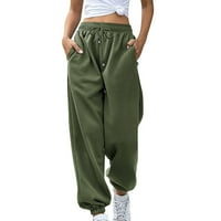 Gathrrgyp hlače za zazor žena, ženske modne ležerne hlače od solidnih elastičnih struka duge ravne hlače
