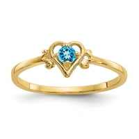 14k žuto zlatni prsten za prsten tematskog prosinca švicarski plavi topaz, veličine 7
