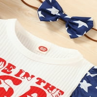 Sunost 4. jula Baby Girl Outfits USA Print Romper Top American Zastava Tassel Ukupna dana za neovisnost