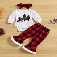 Newborn Baby Girging Christmas Set odjeće, Santa Baby Romper Bodysuit Flare hlače za glavu Xmas Outfit