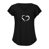 Košulja za žene Ljeto Love Heart Graphic V izrez T košulje Casual Labavi fit pulover majice
