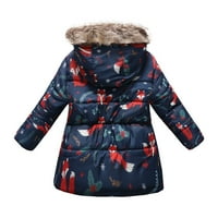 Dječji jakni za djecu s kapuljačom Zimska debela topla kapuljača od kaputa za ispis vjetra 4- godine
