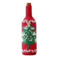 Božić Božićne vino, poklopac za vino, poklopac pletenog vina, Santa Snjegović boce vina, ukras tablice