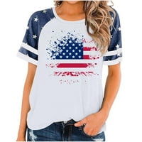 JUEBOND Dnevne majice za prodaju za žene Trendy Raglan kratki rukav patriotski bluza majica 4. jula