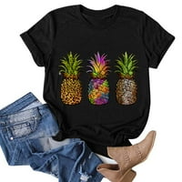 Mveomtd Žene Ležerne prilike za tiskanje od ananasa Okrugli vrat kratkih rukava Tee Tors Tunika bluza