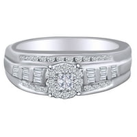 Carat Princees & okrugli rezani prirodni dijamantski halo Angažovanje vjenčanog prstena 10k čvrsto bijelo