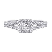 14k bijelo zlato, dijamantski angažman prsten sa princezom Cut Center Diamond